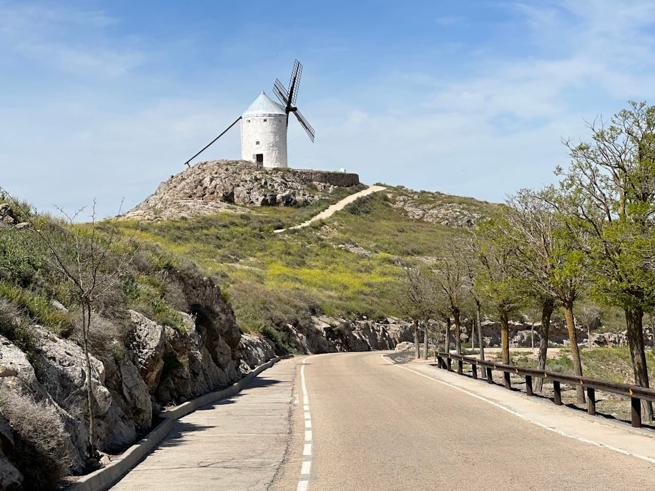 Traditional windmills in La Mancha, Spain, the setting of Don Quixote's most famous adventure against the giants
